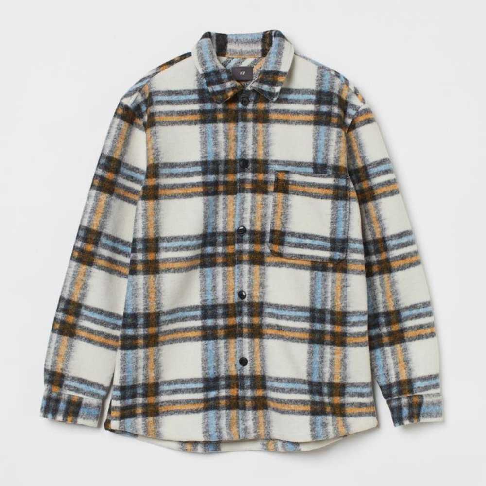 NWOT Felted Shirt Jacket White Plaid Size Small